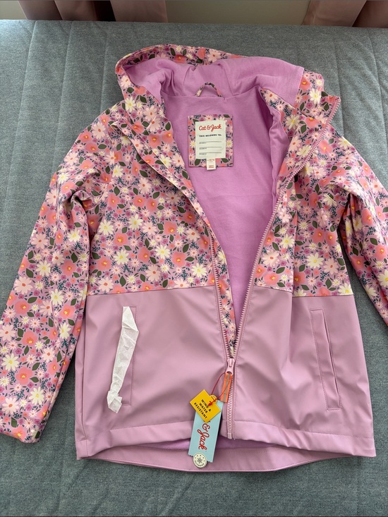 Cat & Jack Other - Cat & Jack Pink Floral Hooded Rain Jacket